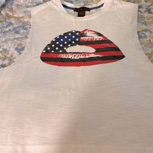 Material Girl Brand White Cropped “Muscle “T-Shirt Size S